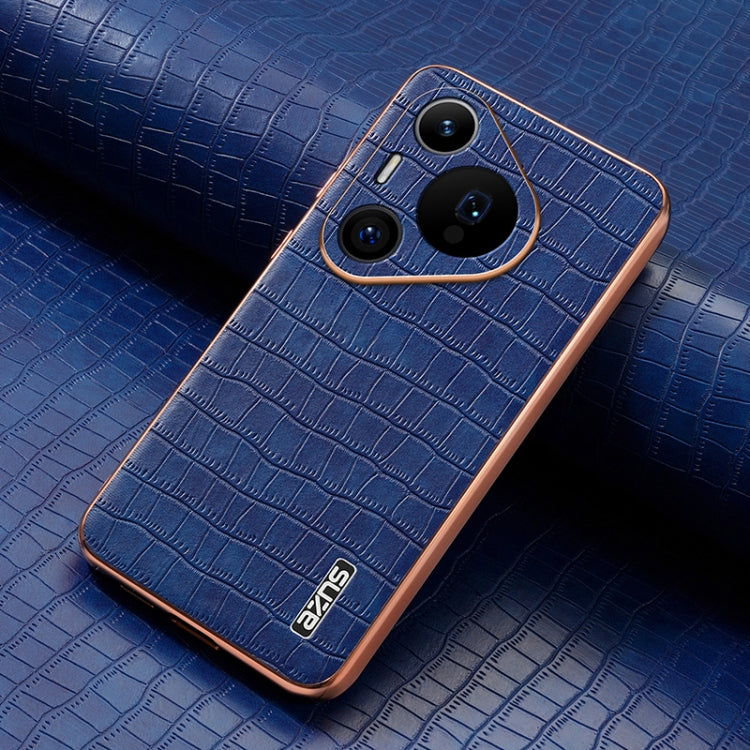 For Huawei Pura 70 Pro / 70 Pro+ AZNS Electroplated Frame Crocodile Texture Full Coverage Phone Case(Blue) - free shipping - PMC Jewellery - Order now!