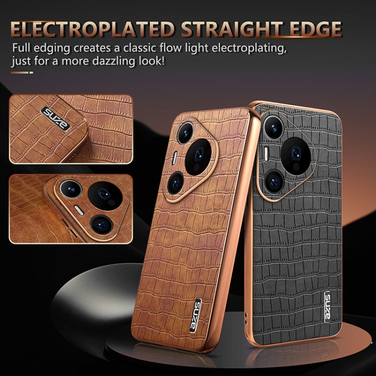 For Huawei Pura 70 Pro / 70 Pro+ AZNS Electroplated Frame Crocodile Texture Full Coverage Phone Case(Blue) - free shipping - PMC Jewellery - Order now!