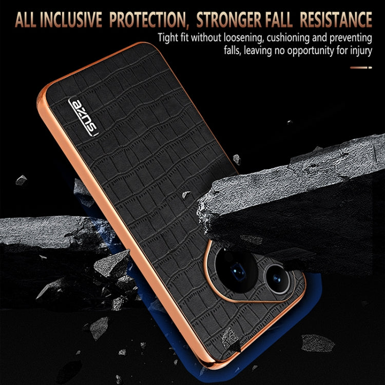 For Huawei Pura 70 Pro / 70 Pro+ AZNS Electroplated Frame Crocodile Texture Full Coverage Phone Case(Blue) - free shipping - PMC Jewellery - Order now!
