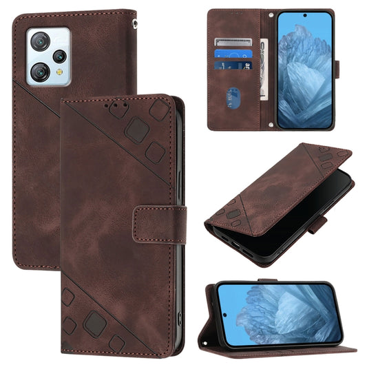 For Blackview A53 Skin Feel Embossed Leather Phone Case(Brown) - More Brand by PMC Jewellery | Online Shopping South Africa | PMC Jewellery | Buy Now Pay Later Mobicred