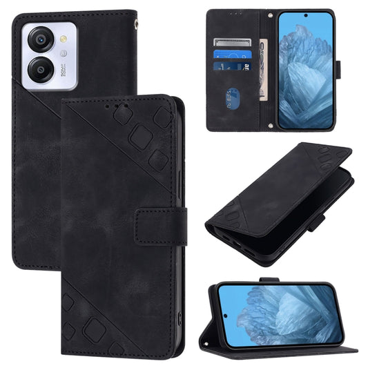 For Blackview Color 8 Skin Feel Embossed Leather Phone Case(Black) - More Brand by PMC Jewellery | Online Shopping South Africa | PMC Jewellery | Buy Now Pay Later Mobicred