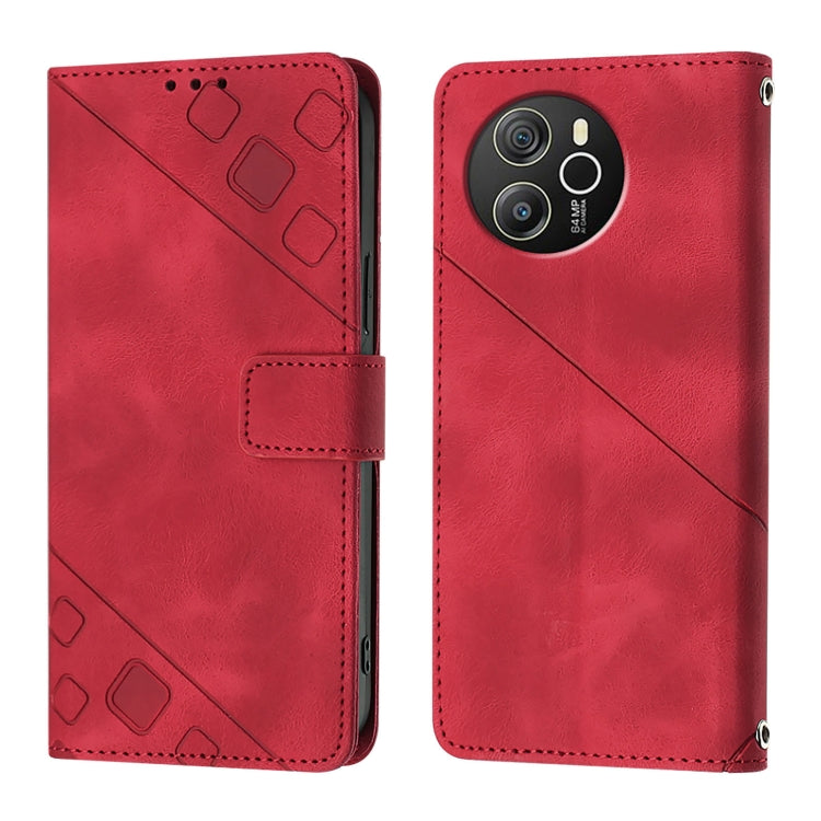 For Blackview Shark 8 Skin Feel Embossed Leather Phone Case(Red) - More Brand by PMC Jewellery | Online Shopping South Africa | PMC Jewellery | Buy Now Pay Later Mobicred