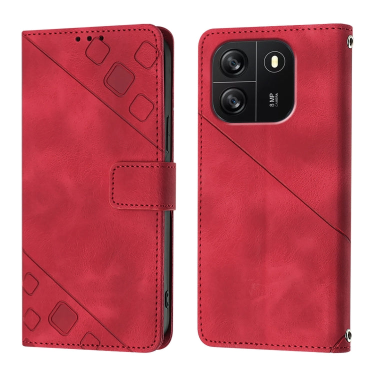 For Blackview Wave 6C Skin Feel Embossed Leather Phone Case(Red) - More Brand by PMC TechLife | Online Shopping South Africa | PMC TechLife | Buy Now Pay Later Mobicred