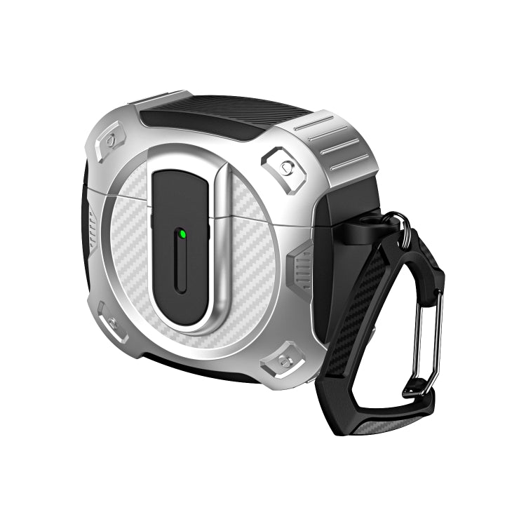For AirPods 4 Lock Shockproof Bluetooth Earphone Protective Case(Black Silver) - For AirPods 4 by PMC Jewellery | Online Shopping South Africa | PMC Jewellery | Buy Now Pay Later Mobicred