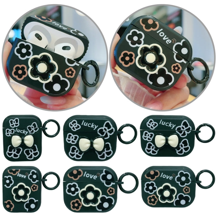 For AirPods Pro 2 / Pro 3D Colorful Pattern Bluetooth Earphone Protective Case(Black Flower) - For AirPods Pro 2 by PMC Jewellery | Online Shopping South Africa | PMC Jewellery | Buy Now Pay Later Mobicred
