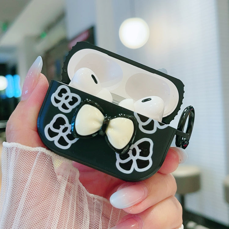 For AirPods Pro 2 / Pro 3D Colorful Pattern Bluetooth Earphone Protective Case(Black Flower) - For AirPods Pro 2 by PMC Jewellery | Online Shopping South Africa | PMC Jewellery | Buy Now Pay Later Mobicred