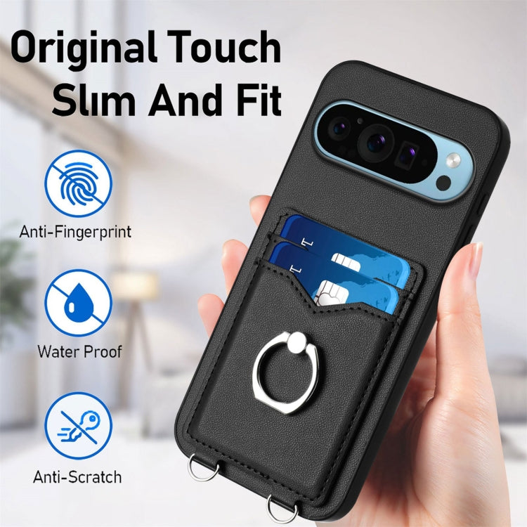 For Google Pixel 9 / 9 Pro R20 Ring Card Holder Phone Case(Black) - Google Cases by PMC TechLife | Online Shopping South Africa | PMC TechLife | Buy Now Pay Later Mobicred