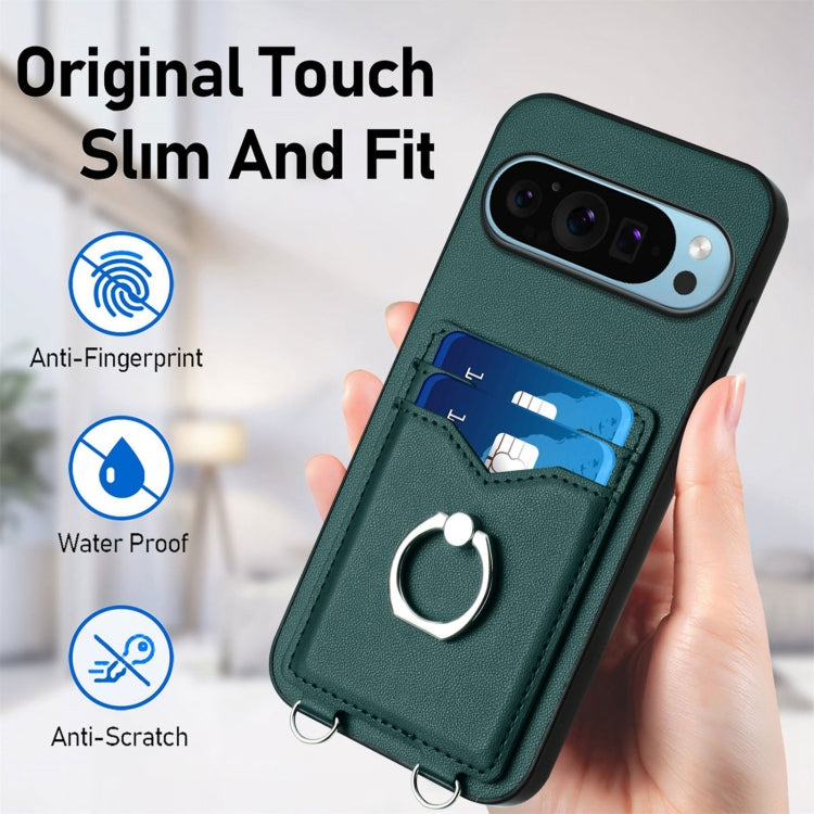 For Google Pixel 9 / 9 Pro R20 Ring Card Holder Phone Case(Green) - Google Cases by PMC TechLife | Online Shopping South Africa | PMC TechLife | Buy Now Pay Later Mobicred