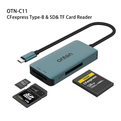 Onten C11 3 in 1 USB-C / Type-C to CFepress Type-B & SD & TF Card Reader(Pine Green) - Card Reader by Onten | Online Shopping South Africa | PMC Jewellery | Buy Now Pay Later Mobicred