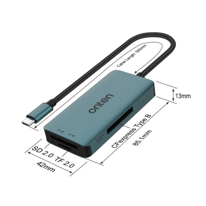 Onten C11 3 in 1 USB-C / Type-C to CFepress Type-B & SD & TF Card Reader(Pine Green) - Card Reader by Onten | Online Shopping South Africa | PMC Jewellery | Buy Now Pay Later Mobicred