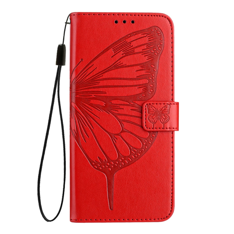 For Blackview A52 Embossed Butterfly Leather Phone Case(Red) - More Brand by PMC Jewellery | Online Shopping South Africa | PMC Jewellery | Buy Now Pay Later Mobicred