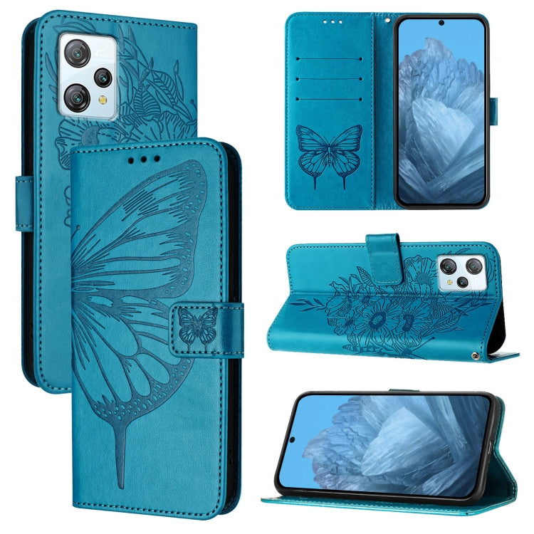 For Blackview A53 Embossed Butterfly Leather Phone Case(Blue) - More Brand by PMC TechLife | Online Shopping South Africa | PMC TechLife | Buy Now Pay Later Mobicred