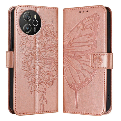 For Blackview Shark 8 Embossed Butterfly Leather Phone Case(Rose Gold) - More Brand by PMC Jewellery | Online Shopping South Africa | PMC Jewellery | Buy Now Pay Later Mobicred