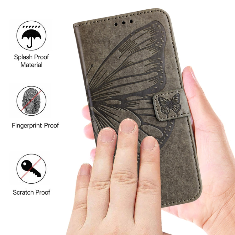 For Ulefone Note 14 Embossed Butterfly Leather Phone Case(Grey) - Ulefone Cases by PMC Jewellery | Online Shopping South Africa | PMC Jewellery | Buy Now Pay Later Mobicred