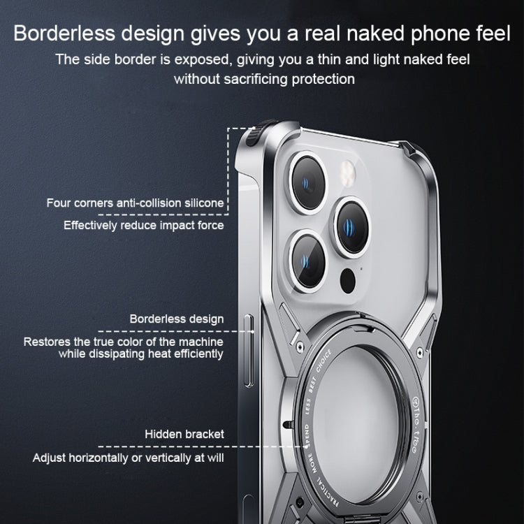 For iPhone 16 Pro Aluminum Alloy Frameless 360-Degree Rotating Phone Case(Grey) - iPhone 16 Pro Cases by PMc TechLife | Online Shopping South Africa | PMc TechLife | Buy Now Pay Later Mobicred