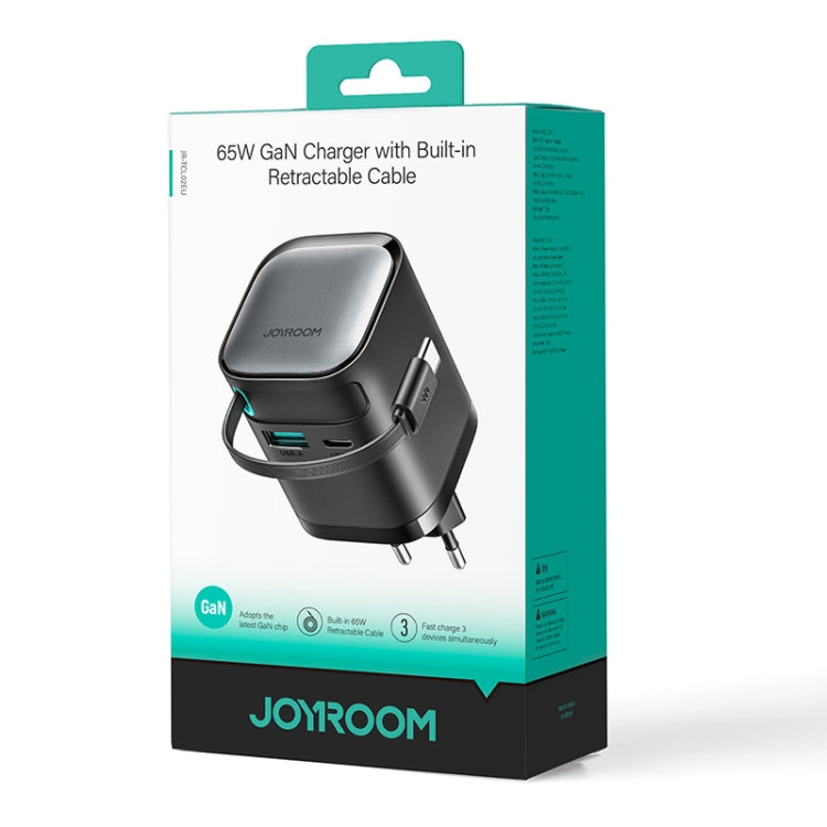 JOYROOM JR-TCL02 GaN 65W 2-Port Charger with Retractable Cable, EU Plug - free shipping - PMC TechLife - Order now!