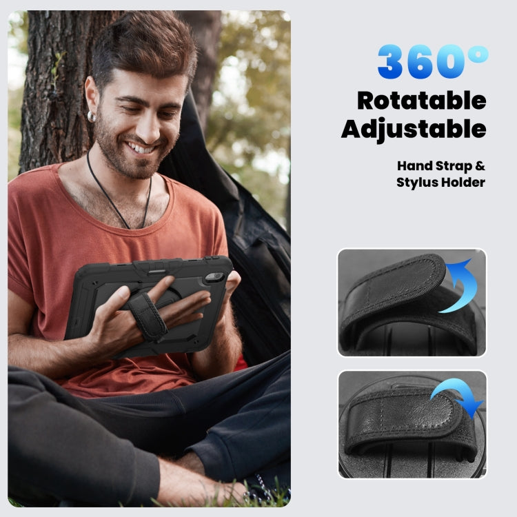 For iPad Air 11 2025 / 2024 Turntable Holder Silicone Hybrid PC Tablet Case with Shoulder Strap(Black) - free shipping - PMC TechLife - Order now!