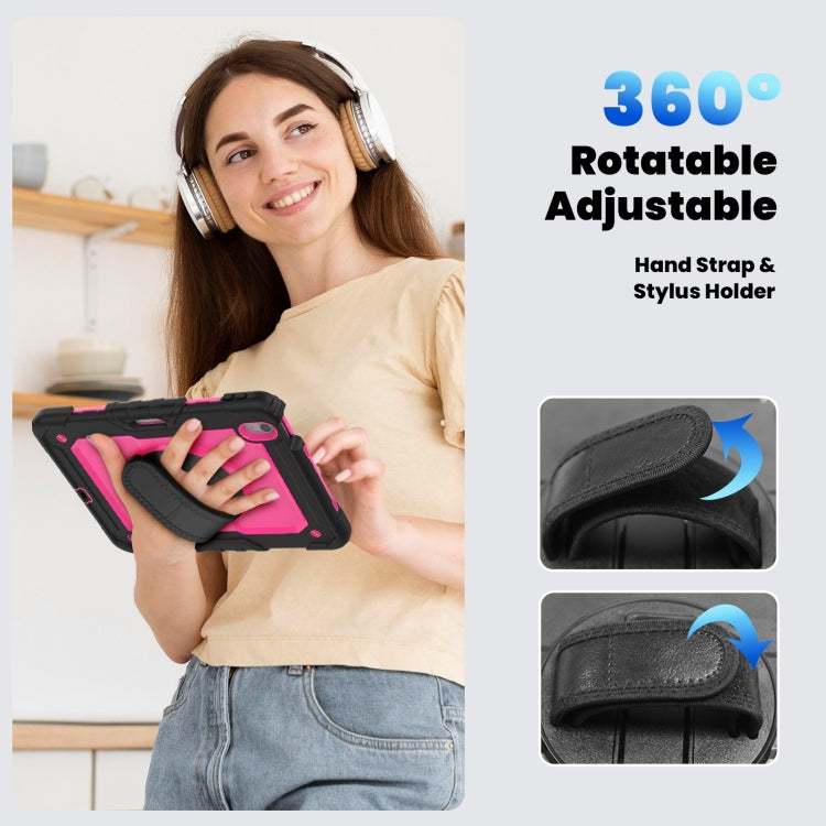 For iPad Air 11 2024 Silicone Hybrid PC Tablet Case with Shoulder Strap(Rose Red + Black) - iPad Air 11 2024 Cases by PMC TechLife | Online Shopping South Africa | PMC TechLife | Buy Now Pay Later Mobicred