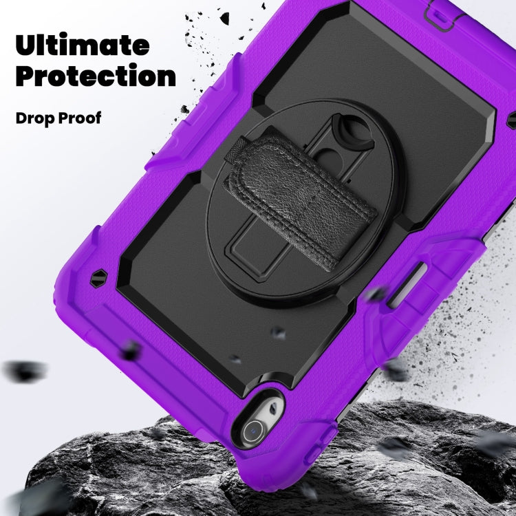 For iPad Air 11 2025 / 2024 Turntable Holder Silicone Hybrid PC Tablet Case with Shoulder Strap(Purple) - free shipping - PMC TechLife - Order now!