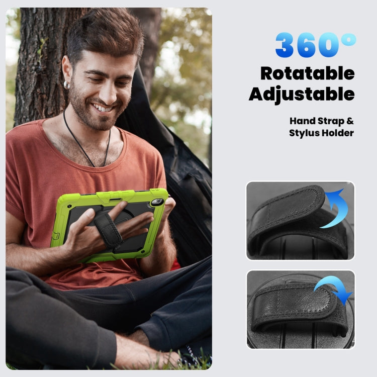 For iPad Air 13 2025 / 2024 Silicone Hybrid PC Tablet Case with Shoulder Strap(Black + Yellow Green) - iPad Air 13 2025 / 2024 Cases by PMC TechLife | Online Shopping South Africa | PMC TechLife | Buy Now Pay Later Mobicred