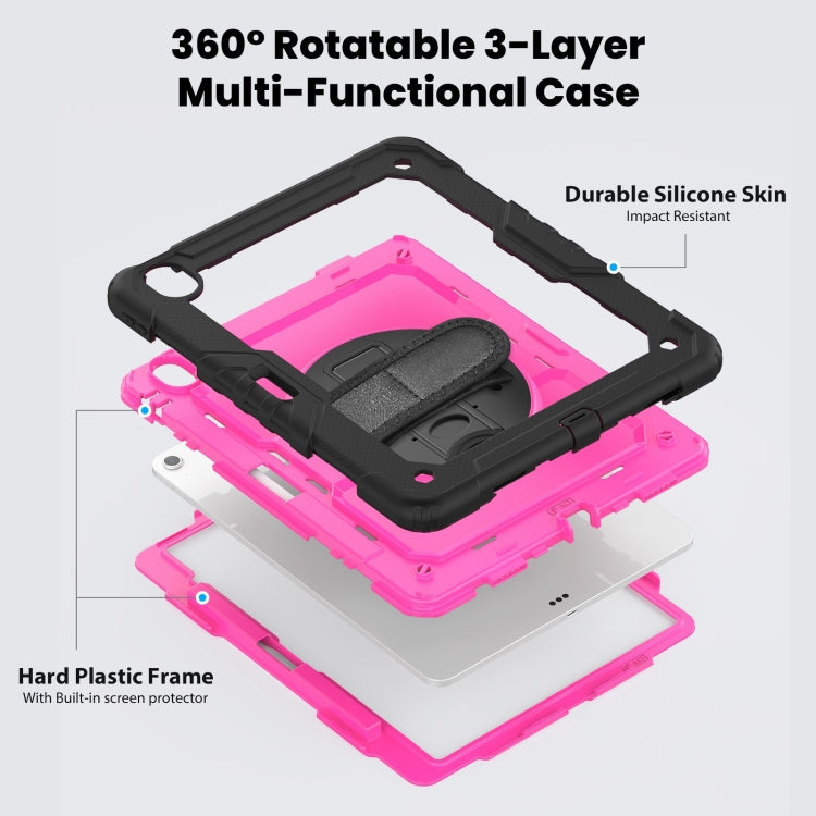 For iPad Air 13 2024 Silicone Hybrid PC Tablet Case with Shoulder Strap(Rose Red + Black) - iPad Air 13 2024 Cases by PMC TechLife | Online Shopping South Africa | PMC TechLife | Buy Now Pay Later Mobicred