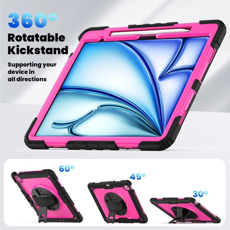 For iPad Air 13 2024 Silicone Hybrid PC Tablet Case with Shoulder Strap(Rose Red + Black) - iPad Air 13 2024 Cases by PMC TechLife | Online Shopping South Africa | PMC TechLife | Buy Now Pay Later Mobicred