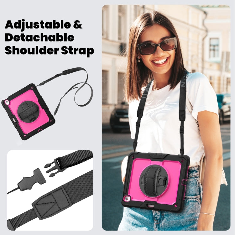 For iPad Air 13 2024 Silicone Hybrid PC Tablet Case with Shoulder Strap(Rose Red + Black) - iPad Air 13 2024 Cases by PMC TechLife | Online Shopping South Africa | PMC TechLife | Buy Now Pay Later Mobicred