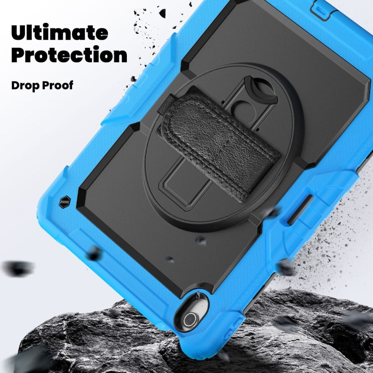 For iPad Air 13 2025 / 2024 Silicone Hybrid PC Tablet Case with Shoulder Strap(Black + Light Blue) - iPad Air 13 2025 / 2024 Cases by PMC TechLife | Online Shopping South Africa | PMC TechLife | Buy Now Pay Later Mobicred