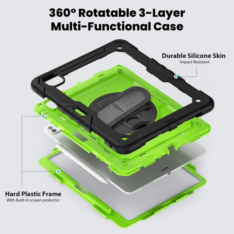 For iPad Pro 13 2024 Silicone Hybrid PC Tablet Case with Shoulder Strap(Yellow Green + Black) - iPad Pro 13 2024 Cases by PMC TechLife | Online Shopping South Africa | PMC TechLife | Buy Now Pay Later Mobicred