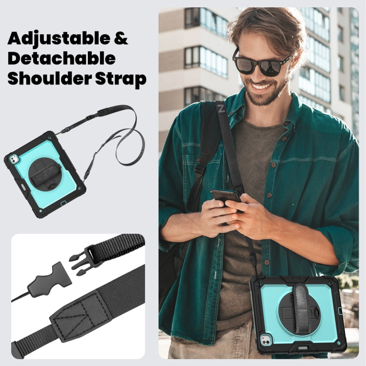 For iPad Pro 13 2024 Silicone Hybrid PC Tablet Case with Shoulder Strap(Light Blue + Black) - iPad Pro 13 2024 Cases by PMC TechLife | Online Shopping South Africa | PMC TechLife | Buy Now Pay Later Mobicred