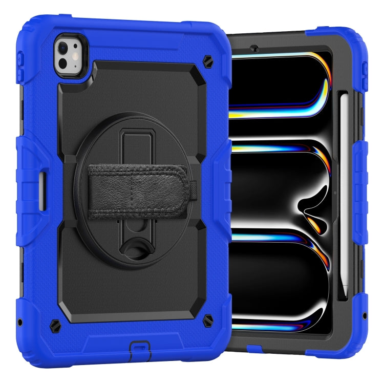 For iPad Pro 11 2024 Silicone Hybrid PC Tablet Case with Shoulder Strap(Black + Dark Blue) - iPad Pro 11 2024 Cases by PMC TechLife | Online Shopping South Africa | PMC TechLife | Buy Now Pay Later Mobicred
