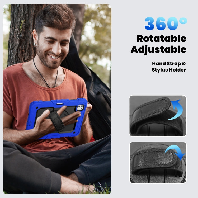 For iPad Pro 11 2024 Silicone Hybrid PC Tablet Case with Shoulder Strap(Black + Dark Blue) - iPad Pro 11 2024 Cases by PMC TechLife | Online Shopping South Africa | PMC TechLife | Buy Now Pay Later Mobicred