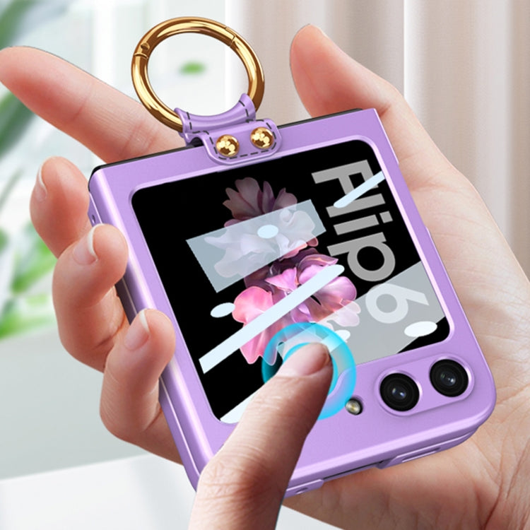 For Samsung Galaxy Z Flip6 / Flip7 FE GKK Integrated Ultra-thin PC Full Coverage Phone Case with Ring Holder(Silver) - free shipping - PMC Jewellery - Order now!