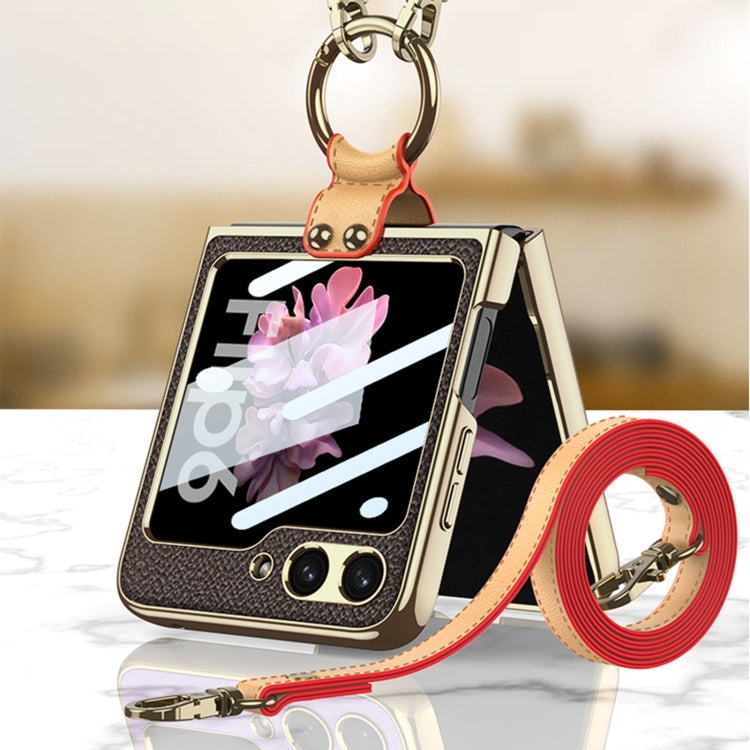 For Samsung Galaxy Z Flip6 / Flip7 FE GKK Integrated Electroplating Leather Phone Case with Ring/Strap(Purple) - free shipping - PMC Jewellery - Order now!