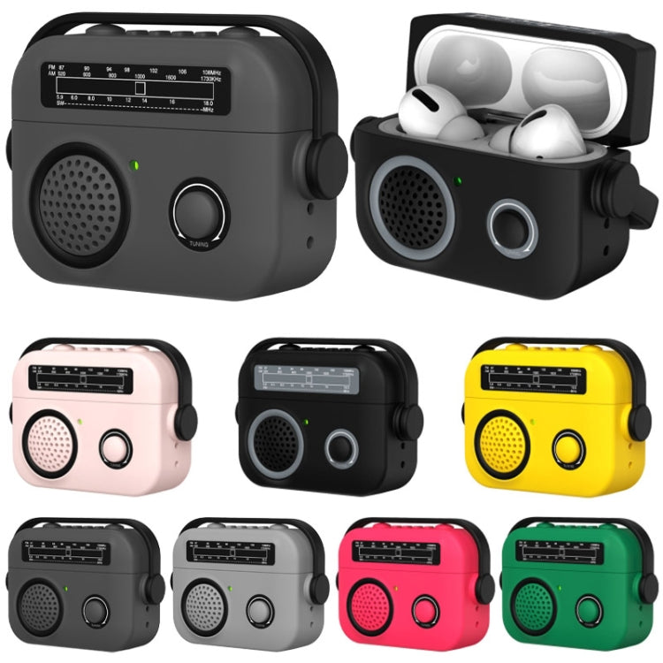For AirPods 2 / 1 Radio Style Wireless Bluetooth Earphones Shockproof Protective Case(Rose Red) - For AirPods 1/2 by PMC Jewellery | Online Shopping South Africa | PMC Jewellery | Buy Now Pay Later Mobicred