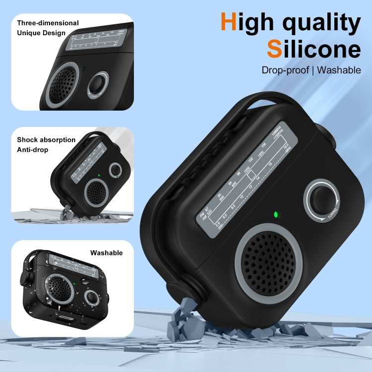 For AirPods Pro Radio Style Wireless Bluetooth Earphones Shockproof Protective Case(Black) - For AirPods Pro by PMC Jewellery | Online Shopping South Africa | PMC Jewellery | Buy Now Pay Later Mobicred