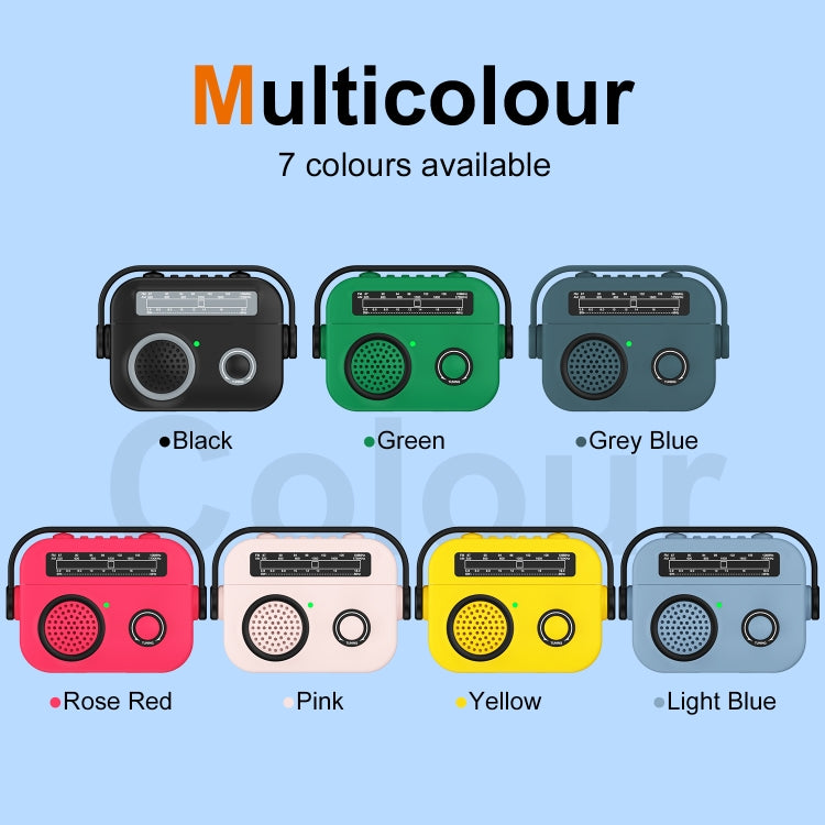 For AirPods Pro Radio Style Wireless Bluetooth Earphones Shockproof Protective Case(Rose Red) - For AirPods Pro by PMC Jewellery | Online Shopping South Africa | PMC Jewellery | Buy Now Pay Later Mobicred
