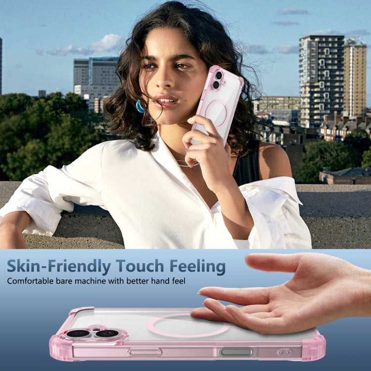 For iPhone 16 Plus Transparent MagSafe Magnetic Phone Case(Pink) - iPhone 16 Plus Cases by PMC TechLife | Online Shopping South Africa | PMC TechLife | Buy Now Pay Later Mobicred
