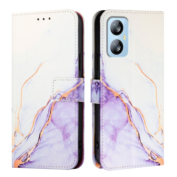 For Blackview A52 PT003 Marble Pattern Flip Leather Phone Case(White Purple) - More Brand by PMC Jewellery | Online Shopping South Africa | PMC Jewellery | Buy Now Pay Later Mobicred