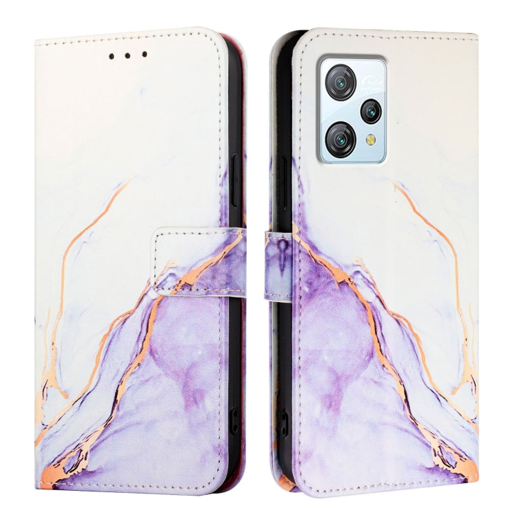 For Blackview A53 PT003 Marble Pattern Flip Leather Phone Case(White Purple) - More Brand by PMC Jewellery | Online Shopping South Africa | PMC Jewellery | Buy Now Pay Later Mobicred