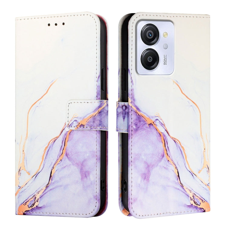 For Blackview Color 8 PT003 Marble Pattern Flip Leather Phone Case(White Purple) - More Brand by PMC TechLife | Online Shopping South Africa | PMC TechLife | Buy Now Pay Later Mobicred