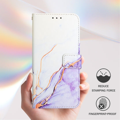 For Blackview Color 8 PT003 Marble Pattern Flip Leather Phone Case(White Purple) - More Brand by PMC Jewellery | Online Shopping South Africa | PMC Jewellery | Buy Now Pay Later Mobicred