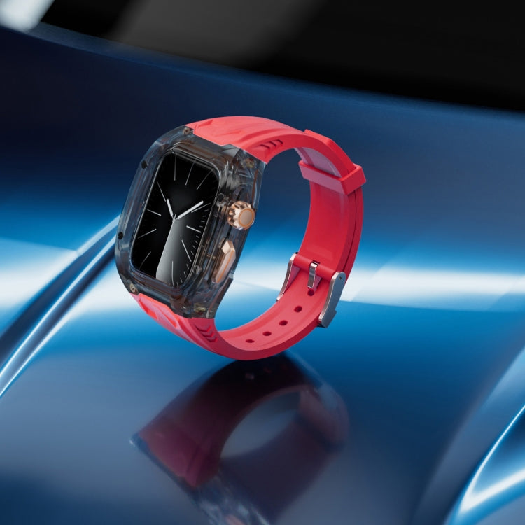 For Apple Watch Series 6 44mm Modified PC Hybrid TPU Watch Case Band(Red Clear Black) - Watch Cases by PMc TechLife | Online Shopping South Africa | PMc TechLife | Buy Now Pay Later Mobicred