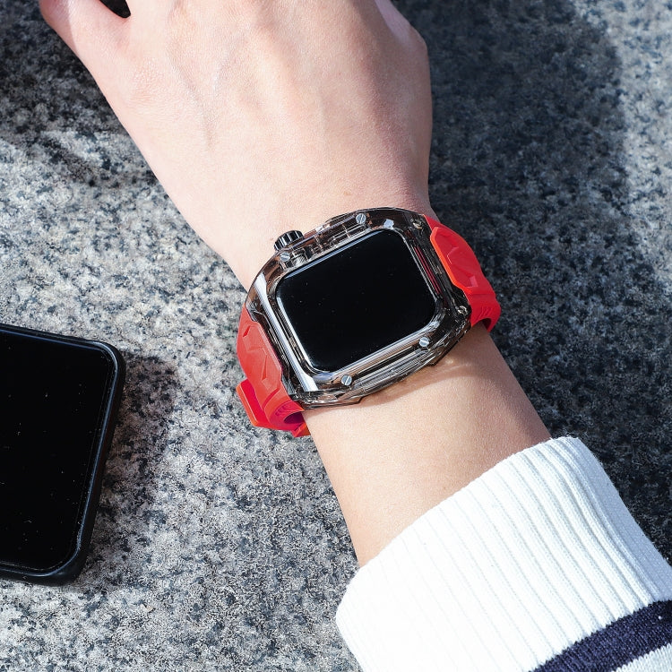 For Apple Watch Series 6 44mm Modified PC Hybrid TPU Watch Case Band(Red Clear Black) - Watch Cases by PMc TechLife | Online Shopping South Africa | PMc TechLife | Buy Now Pay Later Mobicred