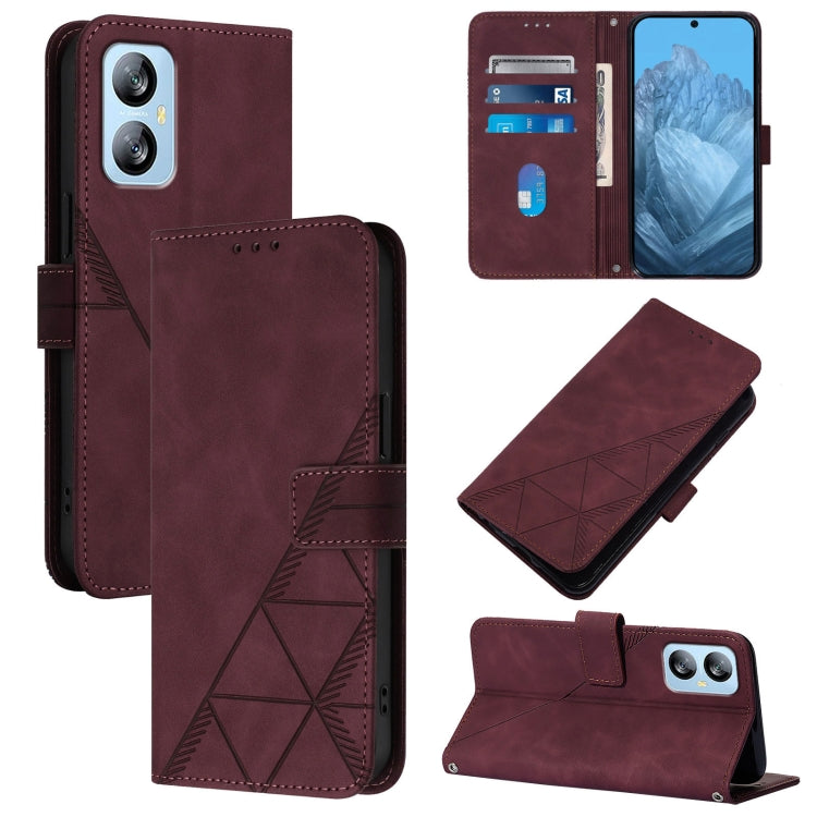 For Blackview A52 Crossbody 3D Embossed Flip Leather Phone Case(Wine Red) - More Brand by PMC Jewellery | Online Shopping South Africa | PMC Jewellery | Buy Now Pay Later Mobicred