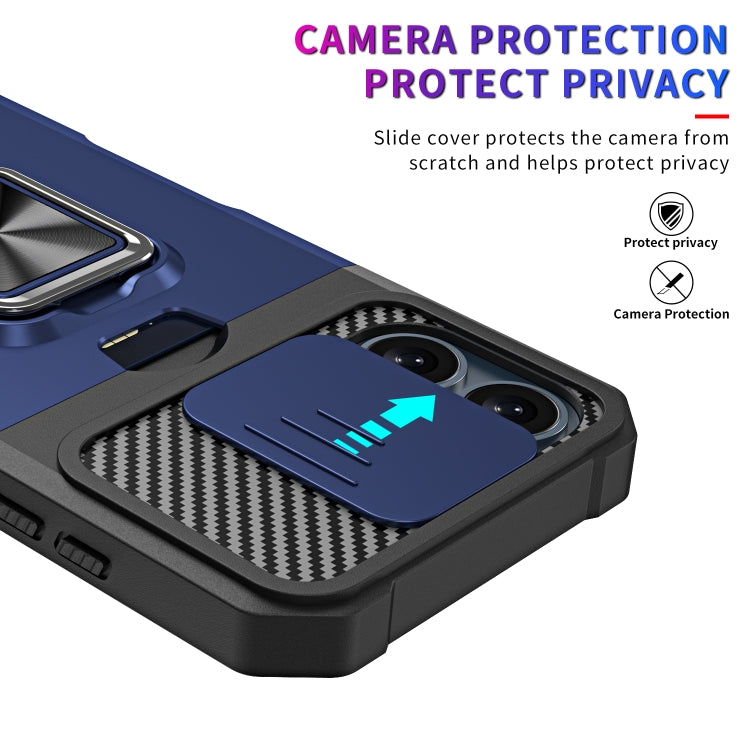 For iPhone 16 Camera Shield Card Slot PC+TPU Phone Case(Black) - iPhone 16 Cases by PMC Jewellery | Online Shopping South Africa | PMC Jewellery | Buy Now Pay Later Mobicred