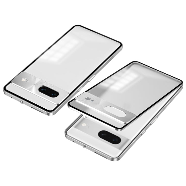 For Google Pixel 7 Snap Buckle Metal Frame Frosted Phone Case(Silver) - Google Cases by PMC TechLife | Online Shopping South Africa | PMC TechLife | Buy Now Pay Later Mobicred