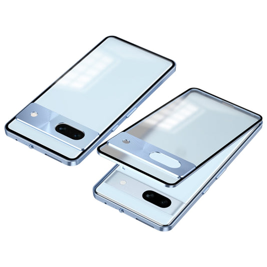 For Google Pixel 7a Snap Buckle Metal Frame Frosted Phone Case(Blue) - Google Cases by PMC Jewellery | Online Shopping South Africa | PMC Jewellery | Buy Now Pay Later Mobicred