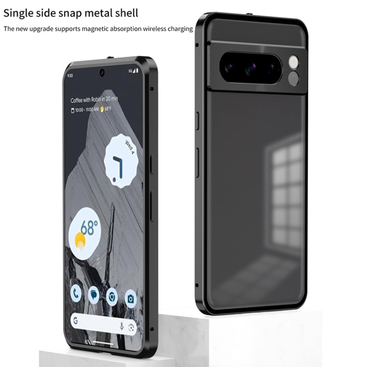 For Google Pixel 7 Pro Snap Buckle Metal Frame Frosted Phone Case(Blue) - Google Cases by PMC TechLife | Online Shopping South Africa | PMC TechLife | Buy Now Pay Later Mobicred