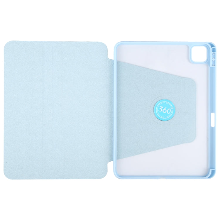 For iPad Pro 11 2024 GEBEI Acrylic TPU 3-folding Rotating Smart Tablet Leather Case withh Pen Slot(Sky Blue) - iPad Pro 11 2024 Cases by GEBEI | Online Shopping South Africa | PMC Jewellery | Buy Now Pay Later Mobicred
